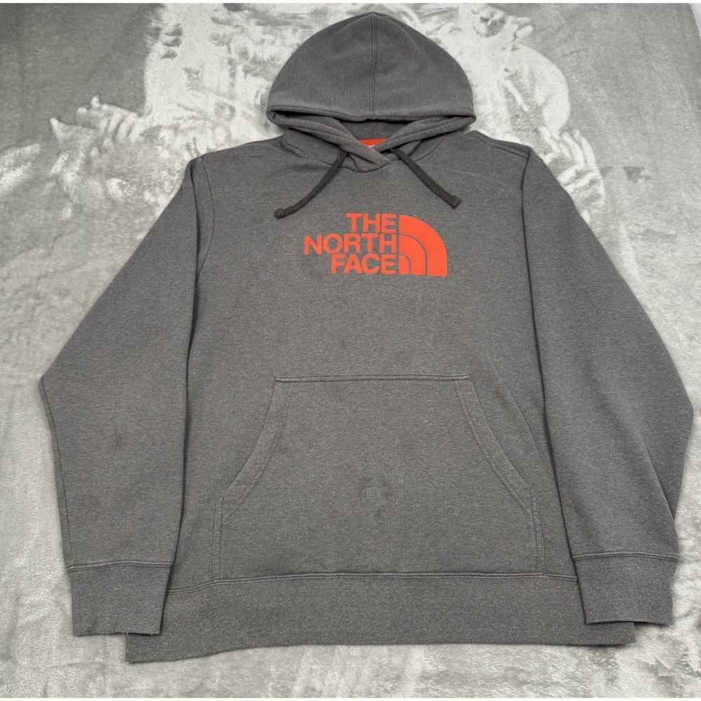 North Face Hoodie Sweatshirt Mens XL Gray Graphic Pullover Trail Hiking Logo